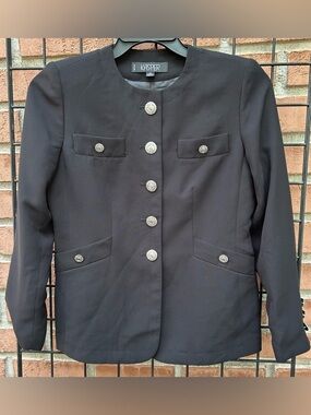 Kasper Black Round-Neck Women's Blazer with Silver Buttons